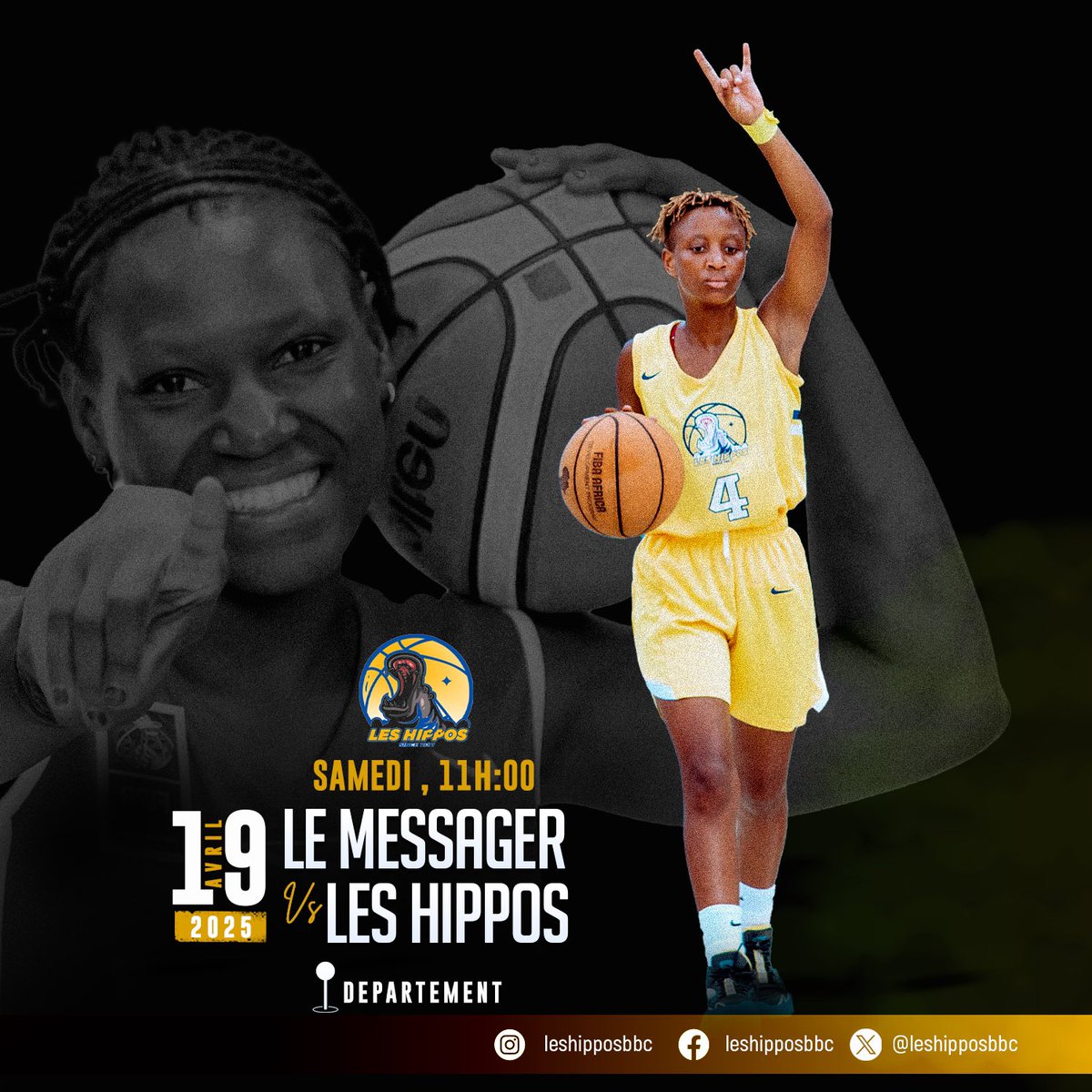 LesHipposBBC's tweet photo. Ce samedi, notre équipe féminine vous donne rendez-vous au terrain Département!
Coup d’envoi à 11H.
Soyez là pour les encourager!

#espritesprithan #LesHippos https://t.co/zAqJUf4T6x