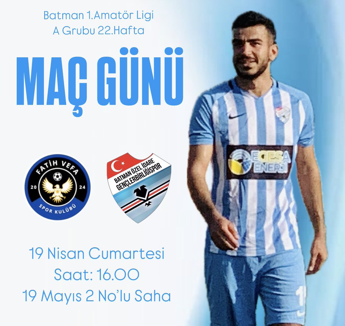 Ozelidaregbir72's tweet photo. #MaçGünü…
Futbol Takımımız Play off maçları öncesi ligdeki son maçına çıkıyor . 19 Nisan Cumartesi saat 16.00’da başlayacak karşılaşmaya taraftarlarımızı ve sporseverleri bekliyoruz.
Batman Amatör Ligi Batman Amatör Ligi
#sonmac #playoffadogru #daimafairplay https://t.co/EWx7W6Tff3