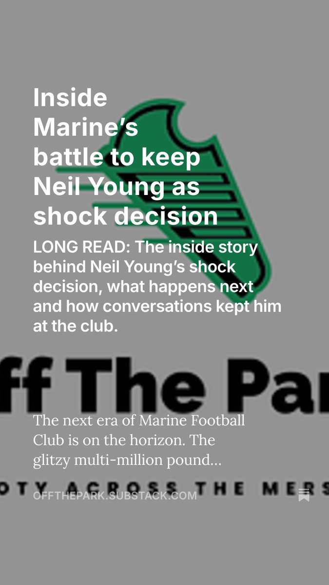 Inside Marine’s battle to keep Neil Young as shock decision

Long read delving into the behind the scenes and reasons for the decision that stunned many around non-league. 

open.substack.com/pub/offthepark…