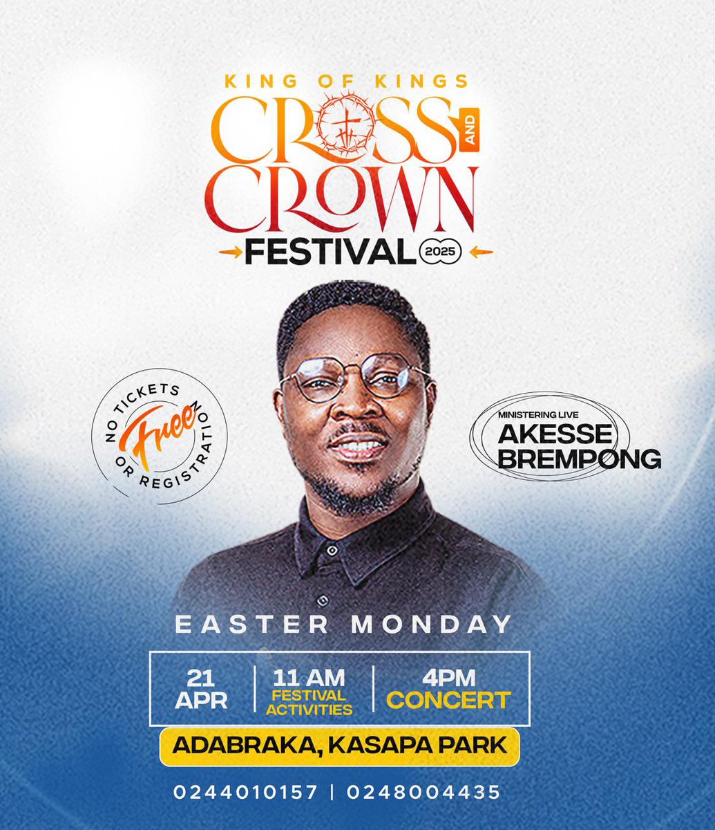 crossncrownfest's tweet photo. Get ready for a Holy Fire encounter with the lion himself — Akesse Brempong! It’s gonna be vibes, anointing &amp; unstoppable praise! You DON’T wanna miss this! 🔥🎤🎶

#CrossAndCrownFestival #AkesseBrempong #ReggaeGospel #UrbanGospel #StreetVibes
#FAADEnt #KingOfKings #Redemption https://t.co/Ox3ymjavhD
