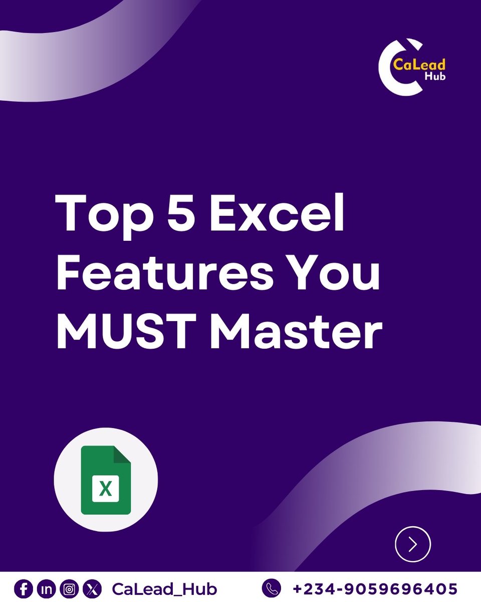 caleadhub's tweet photo. 💡 Mastering Excel = Mastering Data! 💻✅ 

Top 5 Excel Features to stay ahead:

👉 Swipe through to check them out!

Drop your favorite Excel hack in the comments! 

#ExcelTips #DataAnalytics #ExcelTips #ExcelSkills #DataDriven #LearnExcel #DataAnalytics #CaLeadBootcamp https://t.co/JKOmxVWqD2