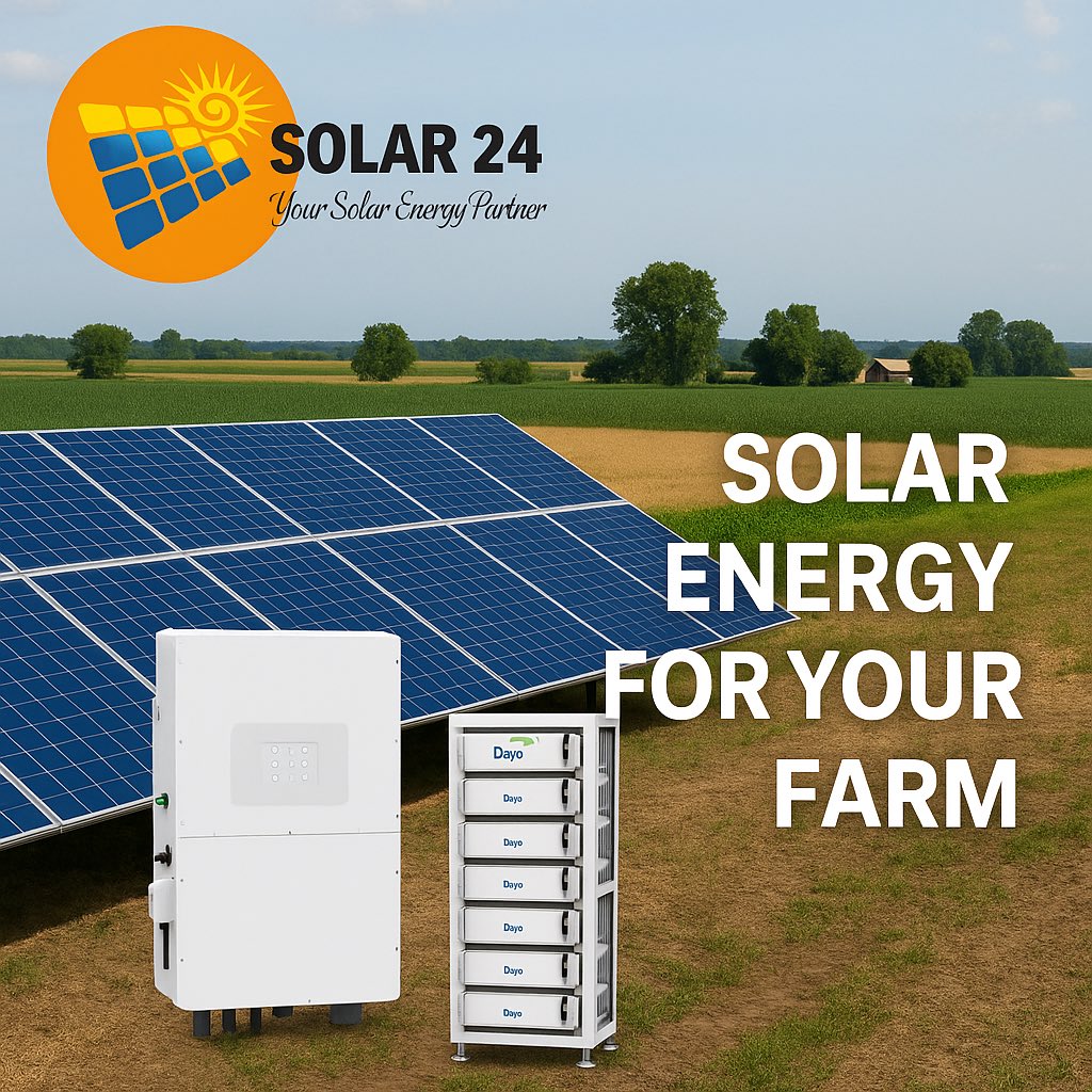 solar242's tweet photo. Tired of Rising Electricity Costs Draining Your Farm’s Profits?  

SOLAR 24 gives you RELIABLE, AFFORDABLE POWER day and night so you can:  

✅ Slash energy costs – No more shocking ZESA bills!  
✅ Run center pivots &amp; irrigation 24/7– No load-shedding, no downtime https://t.co/owSDNj1UOL