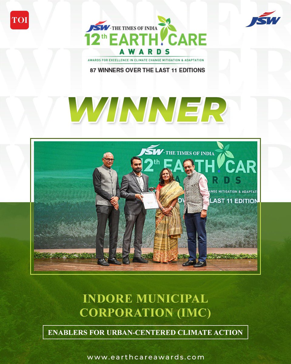 Earth Care Awards (@earthcareawards) on Twitter photo We are proud to recognize IMC’s exemplary achievement at the 12th <a href="/EarthCareAwards/">Earth Care Awards</a> under the Enablers for Urban-Centered Climate Action category for their visionary initiative, ‘Pioneering Climate Action through Urban Waste Management & Sustainability,’ in Indore. <a href="/timesofindia/">The Times Of India</a> We are proud to recognize IMC’s exemplary achievement at the 12th <a href="/EarthCareAwards/">Earth Care Awards</a> under the Enablers for Urban-Centered Climate Action category for their visionary initiative, ‘Pioneering Climate Action through Urban Waste Management & Sustainability,’ in Indore. <a href="/timesofindia/">The Times Of India</a>