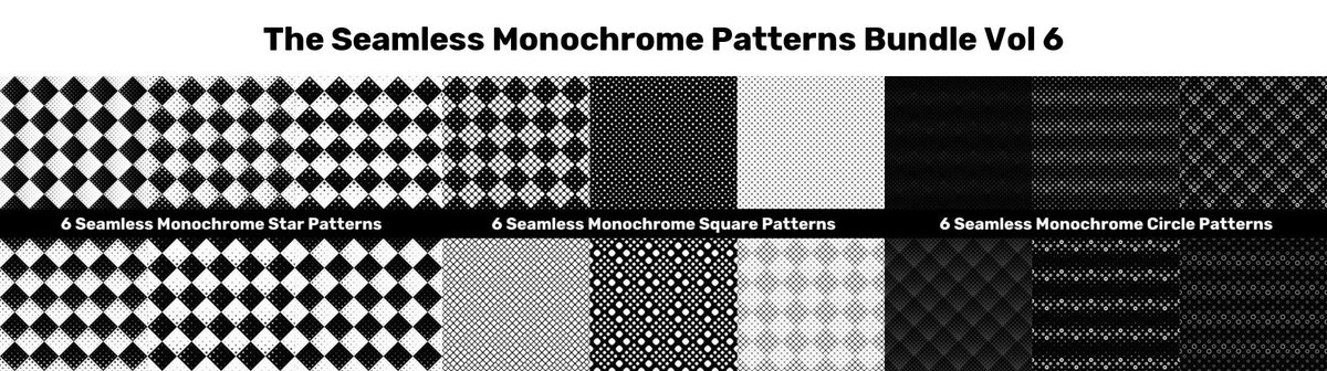 DavidZydd's tweet image. The Seamless Monochrome Patterns Bundle Vol 6 creativefabrica.com/product/seamle… This bundle gathers 600  vector backgrounds. Get this great bundle for only $9 and save $195! #MonochromePatterns #MonochromeVector #VectorArt #VectorPattern #AbstractPattern #DavidZydd #MonochromeBackgrounds