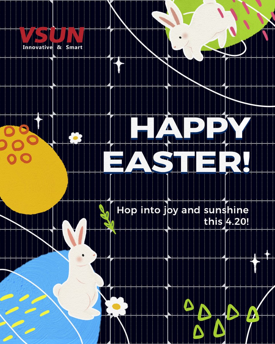 vsun_solar's tweet image. Happy Easter from #VSUNSOLAR!

How's your Easter egg hunt going? 🐣 We wish you a joyful and refreshing holiday filled with hope, renewal, and the beauty of spring.

#Easter #VSUN #SpringRenewal #SolarPower #SustainableFuture