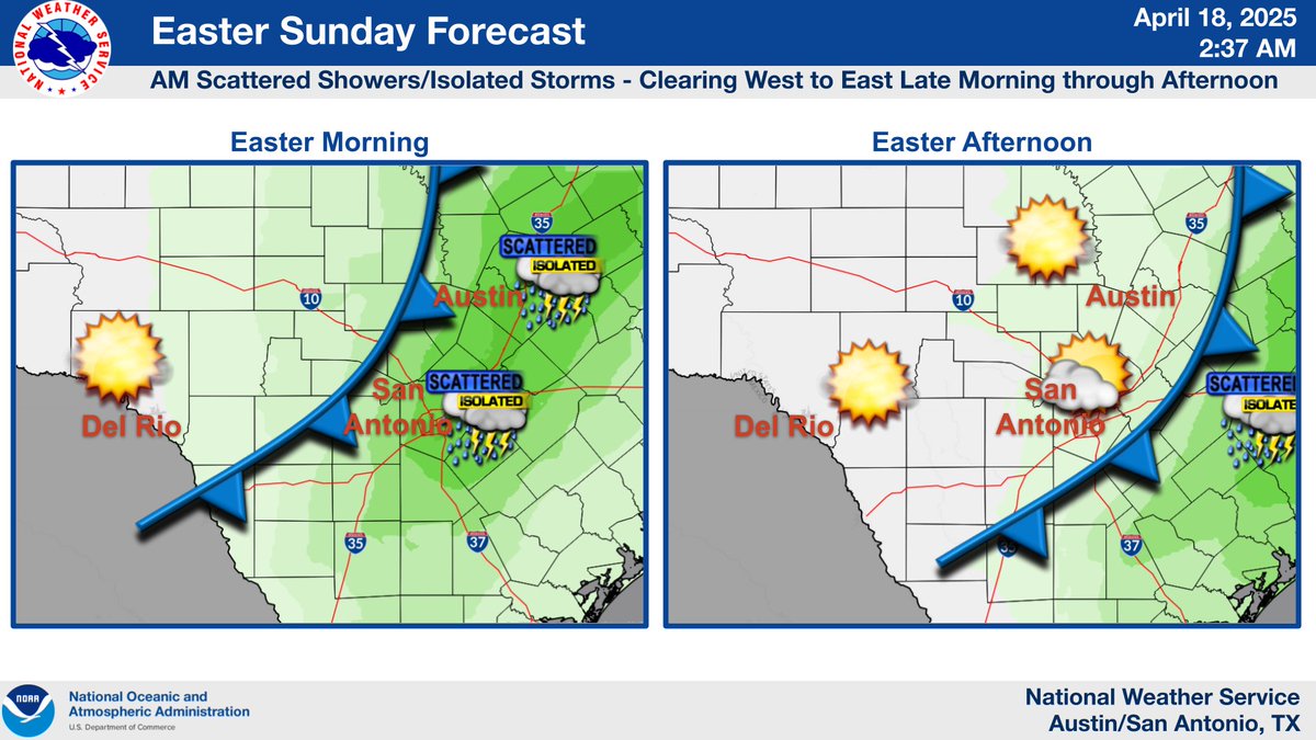 Isolated showers/storms remain forecast late tonight, mainly across the Rio Grande Plains, southern Edwards Plateau, and Hill Country. Better chances for scattered to numerous showers/storms are forecast Saturday into early Sunday. Some storms could become strong to severe. #txwx
