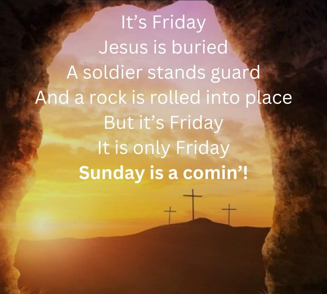 BallymenaFM's tweet photo. Friday Good but Sunday is coming. We can celebrate the Glorious fact that Jesus is Risen. https://t.co/TRk6NUrjxo