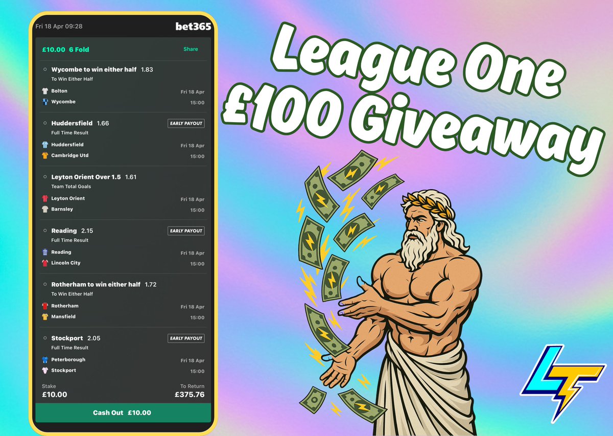💰 £100 GIVEAWAY💰

I've put together a League 1 Acca based on recent form &amp; if it wins I'll give...

♻️ £50 TO SOMEONE WHO RETWEETS THIS TWEET
👇 £50 TO SOMEONE WHO JOINS OUR TELEGRAM
t.me/+XCYeHWxjeIhhN…

🙋‍♂️ Must be following to enter!

Best of luck!🤞