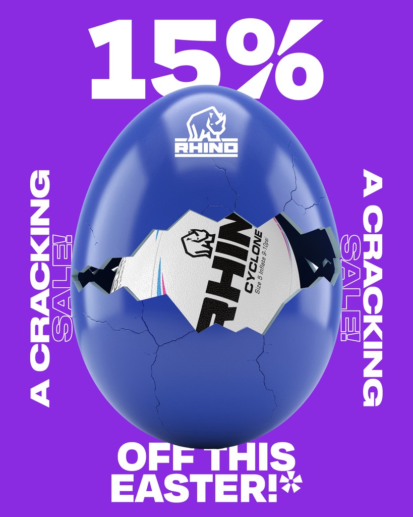 A cracking sale! 🚨🐣

15% OFF everything this Easter!*
Use code EASTER15 at check out
 
🔗 rhino.direct

*Excludes bespoke, club and university orders. Offer ends Monday 21.04.25 at 11:59pm
