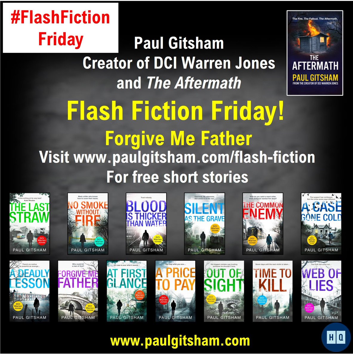 Welcome to #FlashFictionFriday!
Free short stories for you to enjoy.
Occasional themed stories written for Coventry Writers' Group.

This month's theme was "Seven Deadly Sins"
"Forgive Me Father"

paulgitsham.com/flashfiction/F…
#DCIWarrenJones
#TheAftermath
#FreeStories