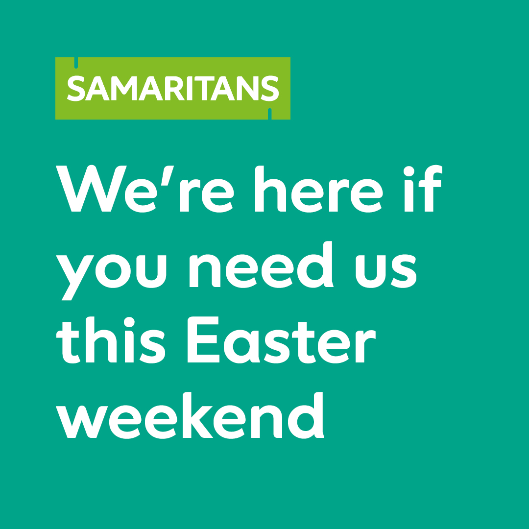 Samaritans NI (@samaritansni) on Twitter photo ๐ Weโre here round the clock if you need us this weekend. Whatever youโre going through one of our listening volunteers can face it with you.
We hope you manage to relax and do something you really enjoy this Easter Weekend ๐
๐116 123 or โ๏ธjo@samaritans.org ๐ Weโre here round the clock if you need us this weekend. Whatever youโre going through one of our listening volunteers can face it with you.
We hope you manage to relax and do something you really enjoy this Easter Weekend ๐
๐116 123 or โ๏ธjo@samaritans.org