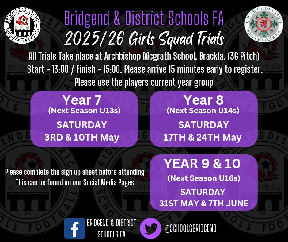 Trail Nominations for our Comprehensive age group GIRLS is now open. Please complete the form to register your interest. Please us the link below 

forms.gle/qScmvvJPv72rmN…

Please share this with anyone you think will be interested..... GOOD LUCK 💜🤍