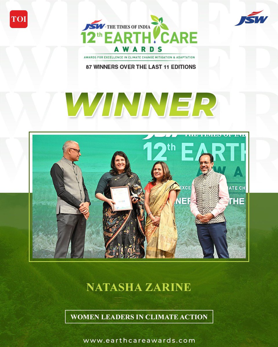 Earth Care Awards (@earthcareawards) on Twitter photo Honoured to commend Natasha Zarine at the 12th Earth Care Awards under Women Leaders in Climate Action for her impactful nature-based solutions tackling socio-environmental and climate challenges. <a href="/timesofindia/">The Times Of India</a> Honoured to commend Natasha Zarine at the 12th Earth Care Awards under Women Leaders in Climate Action for her impactful nature-based solutions tackling socio-environmental and climate challenges. <a href="/timesofindia/">The Times Of India</a>
