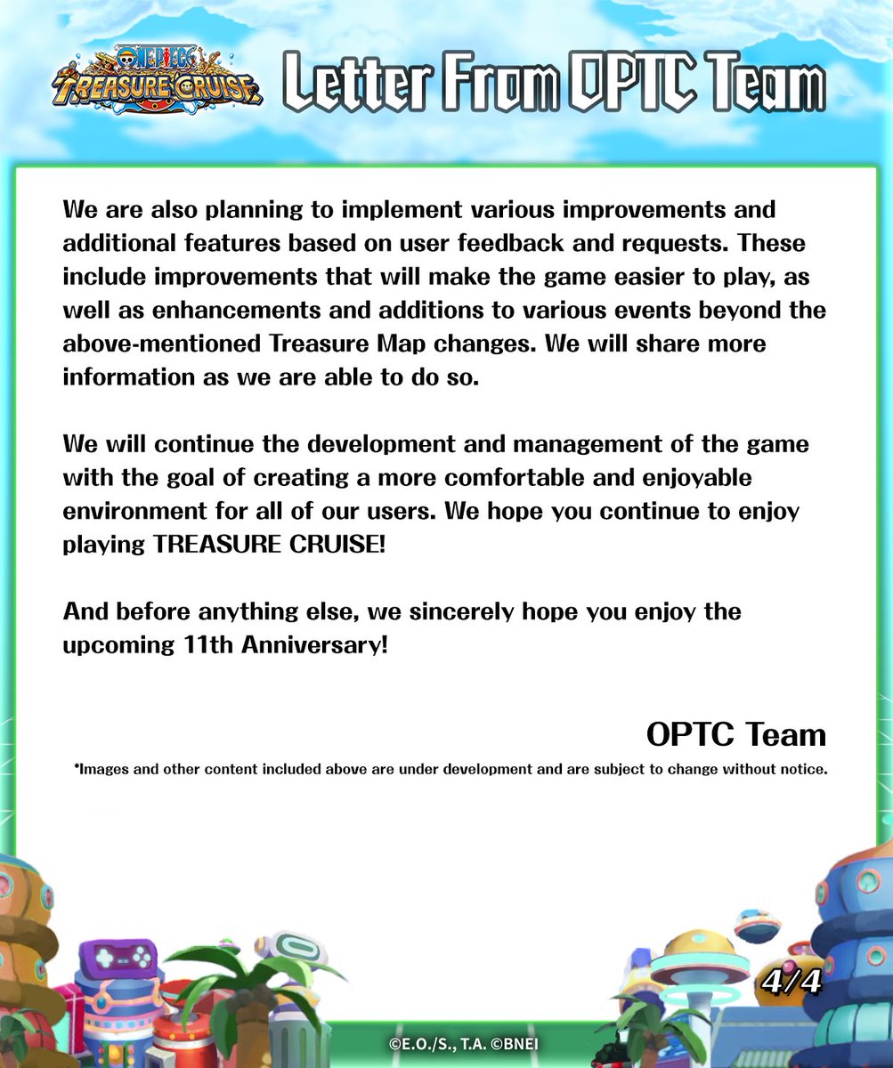 ONE_PIECE_TC's tweet photo. Nakama,
learn everything about the upcoming schedule in the latest OPTC Letter 📰

#ONEPIECE #OPTC #OPTC11th https://t.co/LtC2PYTjXZ