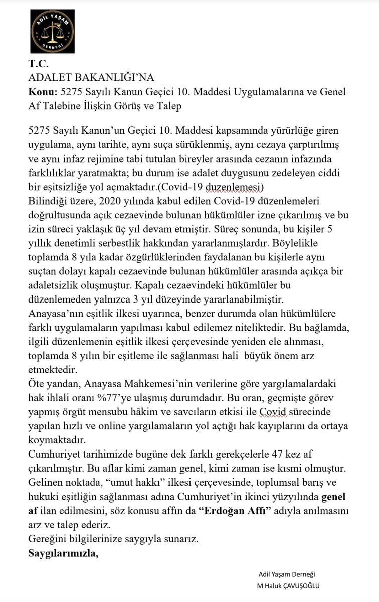 M.Haluk Çavuşoğlu (@mhalukcavusoglu) on Twitter photo Etkinliğe katılan arkadaşlarımız
Mutlaka <a href="/AdilYasamResmi/">Adil Yaşam Derneği</a>
Olarak hazırlamış olduğumuz taslağı
Kullansın.
Çözüm ErdoğanAffı <a href="/RTErdogan/">Recep Tayyip Erdoğan</a>
<a href="/iletisim/">T.C. İletişim Başkanlığı</a> <a href="/Akparti/">AK Parti</a> Etkinliğe katılan arkadaşlarımız
Mutlaka <a href="/AdilYasamResmi/">Adil Yaşam Derneği</a>
Olarak hazırlamış olduğumuz taslağı
Kullansın.
Çözüm ErdoğanAffı <a href="/RTErdogan/">Recep Tayyip Erdoğan</a>
<a href="/iletisim/">T.C. İletişim Başkanlığı</a> <a href="/Akparti/">AK Parti</a>