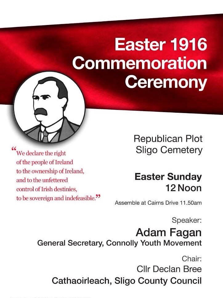 This Sunday, our comrades will take part in the Easter Commemoration that takes place in Sligo Town.