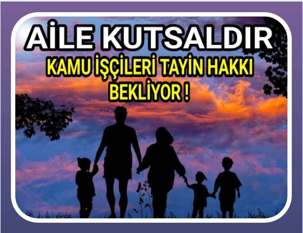 Aileler parçalanıyor tayin sorunu çözüm bekliyor‼️
#Kamuİşçilerine TAYİN HAKKI istiyoruz.
#2025KÇP'DE #TayinHakkı çözüme kavuşsun artık❗
#Kamuişçisikçpbekliyor #2025AileYılı
<a href="/RTErdogan/">Recep Tayyip Erdoğan</a> <a href="/isikhanvedat/">Prof. Dr. Vedat Işıkhan</a> <a href="/MahinurOzdemir/">Mahinur Özdemir Göktaş</a> <a href="/akbasogluemin/">Av. M.Emin AKBAŞOĞLU 🇹🇷</a> <a href="/_cevdetyilmaz/">Cevdet Yılmaz</a> <a href="/Akparti/">AK Parti</a>
<a href="/hakiskonf/">HAKİŞ KONFEDERASYONU</a> <a href="/turkiskonf/">TÜRK-İŞ</a>