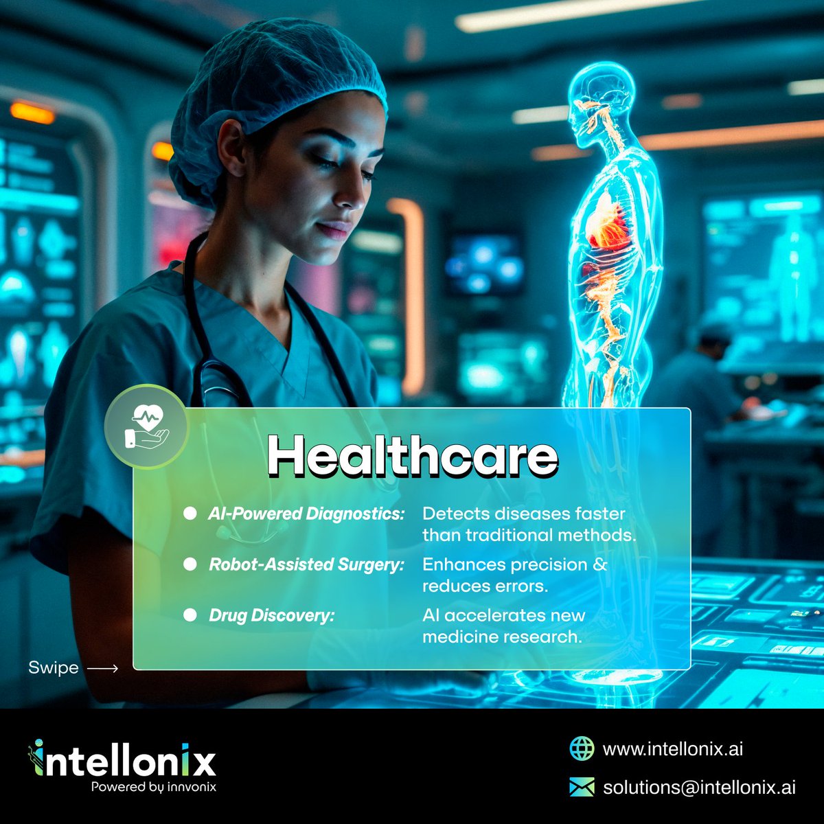 intellonix_ai's tweet image. AI in Action: Real-World Use Cases Across Industries

From diagnosing diseases to predicting machine failures, AI is revolutionizing Healthcare, Retail &amp;amp; Manufacturing.

Is your business ready for the AI edge? Let’s talk!
&amp;gt;&amp;gt; intellonix.ai

#AIinHealthcare #RetailAI