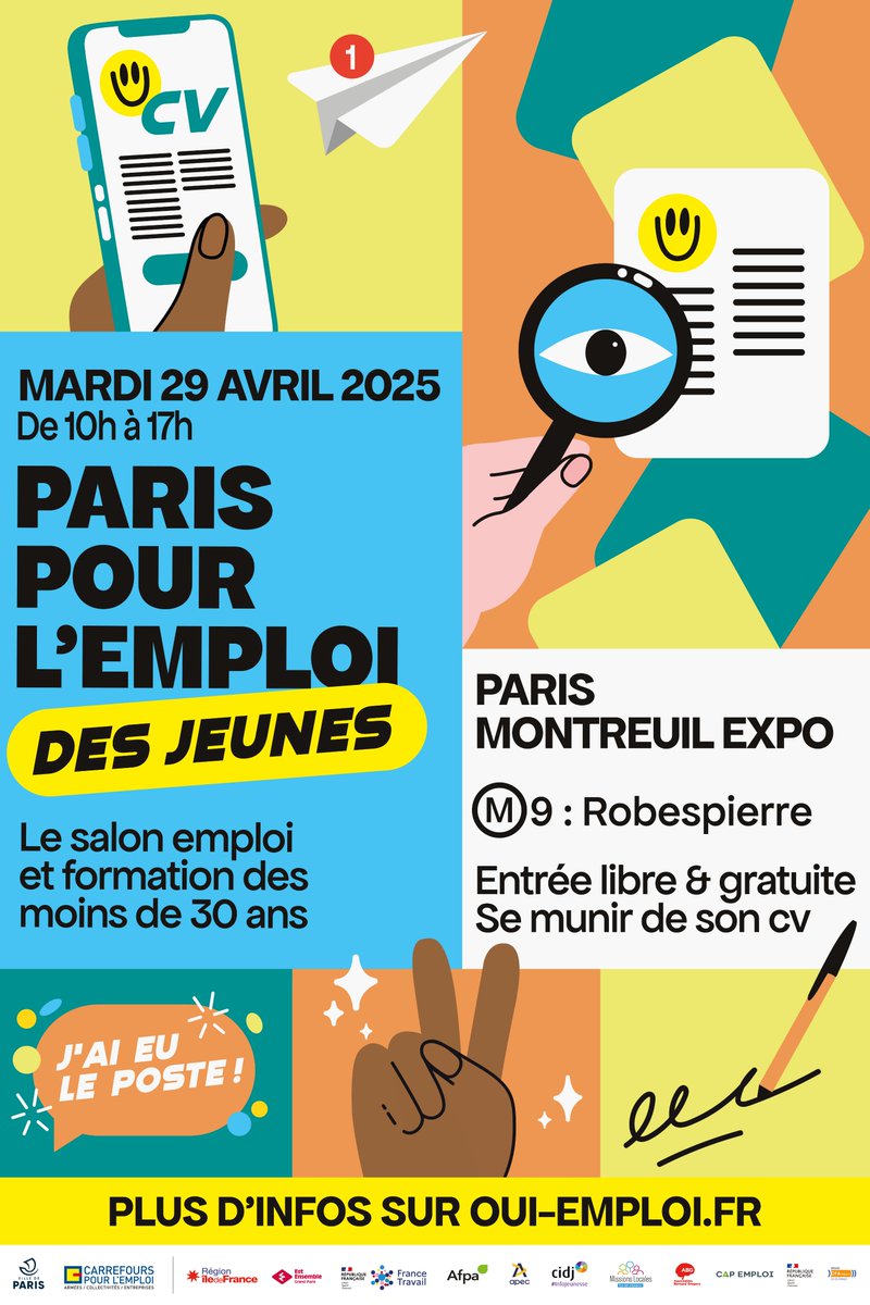 SQYWAY 16/25 (@sqyway) on Twitter photo Ne ratez pas "Paris pour l'Emploi des jeunes", le salon consacré à l'#emploi et à la #formation de <a href="/CarrefourEmploi/">Carrefours pour l'Emploi</a>
RDV sur lnkd.in/eyJiYjN pour connaitre les exposants et vous inscrire ! Ne ratez pas "Paris pour l'Emploi des jeunes", le salon consacré à l'#emploi et à la #formation de <a href="/CarrefourEmploi/">Carrefours pour l'Emploi</a>
RDV sur lnkd.in/eyJiYjN pour connaitre les exposants et vous inscrire !