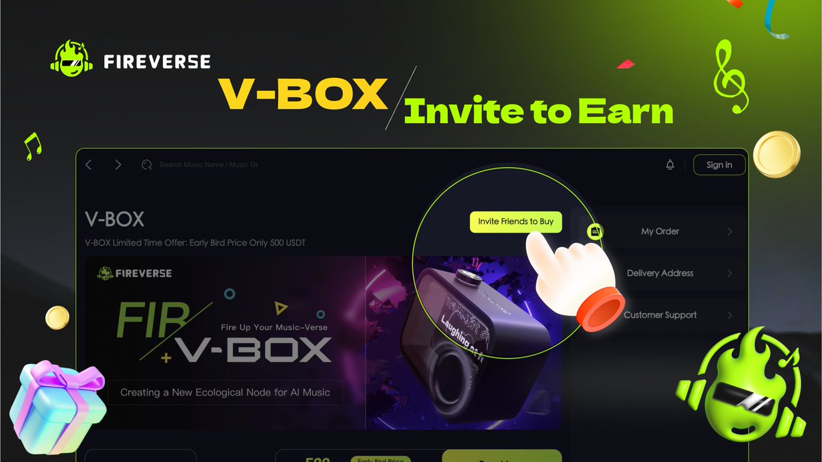 FireverseV's tweet photo. 📢 V-BOX Referral System is LIVE! 🛎️

💸 Invite your friends to buy V-BOX & earn 8% commission on every sale!

💥 7,000+ units already sold, early bird price won’t last.

👉 Get your link & Start earning today: https://t.co/dw2gk4aiHP

#VBOX #AIMusic #Web3 #Fireverse #DePIN
