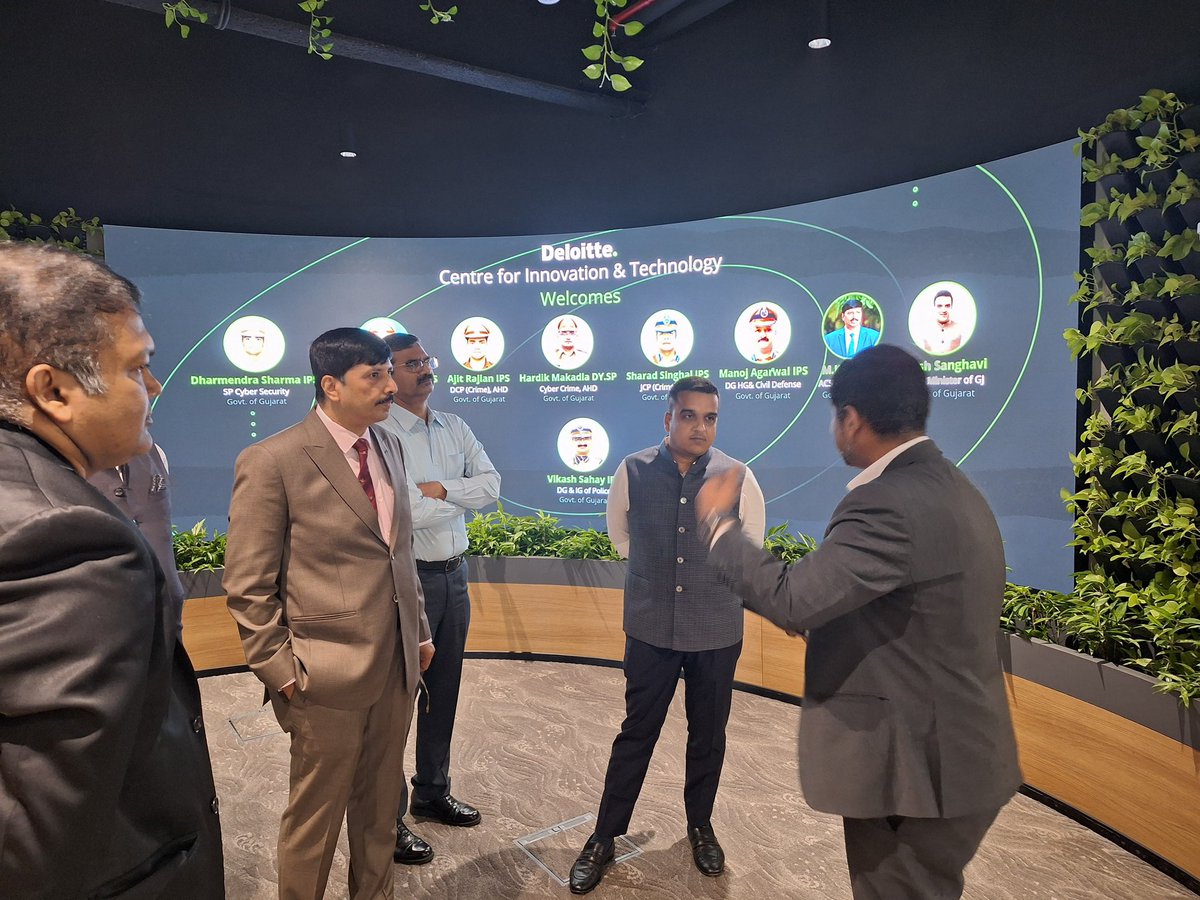 sanghaviharsh's tweet photo. Visited Deloitte's Bangalore unit with senior officials from the Home Department and police officers. We discussed cybercrime, cybersecurity, and tech-related issues, gaining valuable insights into the latest trends and challenges. https://t.co/kF4yEcILnO