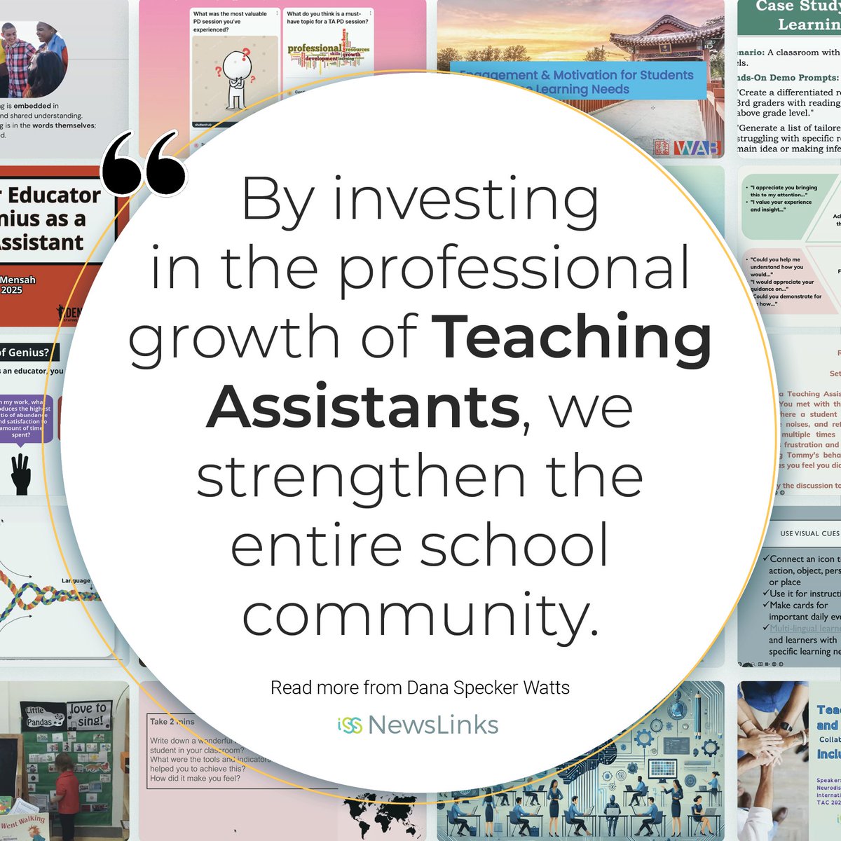 ISSCommunity's tweet image. Dana Watts shares learning from the recent Teaching Assistant Conference: a professional learning experience designed by TAs, for TAs.
Read more and explore the on-demand TA Course Bundle in #ISSedu NewsLinks: iss.education/NL25-TA #ISSedu #TA #EdChat