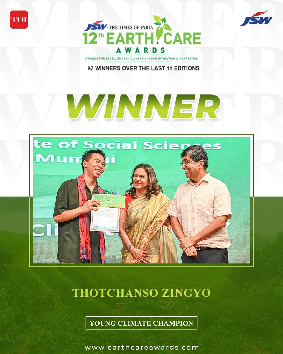 Earth Care Awards (@earthcareawards) on Twitter photo The 12 Earth Care Awards recognises Thotchanso Zingyo as a Young Climate Champion in the 'Biodiversity Conservation' category for his transformative initiative, ‘Cultural Climate Nexus’. <a href="/timesofindia/">The Times Of India</a> <a href="/TheJSWGroup/">JSW Group</a> <a href="/JSWFoundation/">JSW Foundation</a> The 12 Earth Care Awards recognises Thotchanso Zingyo as a Young Climate Champion in the 'Biodiversity Conservation' category for his transformative initiative, ‘Cultural Climate Nexus’. <a href="/timesofindia/">The Times Of India</a> <a href="/TheJSWGroup/">JSW Group</a> <a href="/JSWFoundation/">JSW Foundation</a>