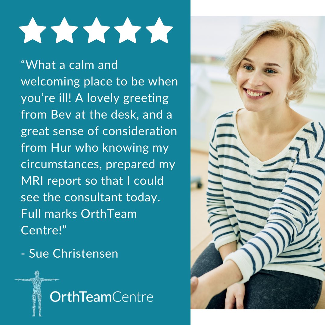 Happy patient = Happy Friday! 😀

Today we’re sharing a ⭐️⭐️⭐️⭐️⭐️ review from Sue. 

At the OrthTeam Centre, our aim is to always make your experience with us as smooth and comfortable as possible! 💙

Find out how we can help you
➡️ orthteamcentre.co.uk

#FeedbackFriday