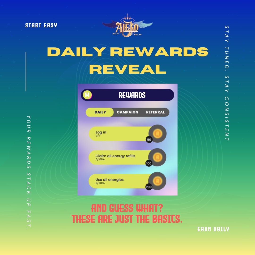 talesofaleko's tweet image. Daily rewards just dropped.
Log in. Play. Stack coins.
And trust us—this is just the beginning.

#TalesOfAleko #RhythmGames #RhythmMasters #GamingCommunity #Gamefi #Web3 #NFTs #Web3Games #MusicNFT #Web3Music #Web3Gaming