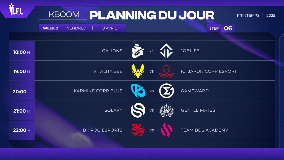 KboomGG_FR's tweet photo. Quatrième et dernière journée de Superweek LFL ⚔️ https://t.co/oKNtPtDwtT