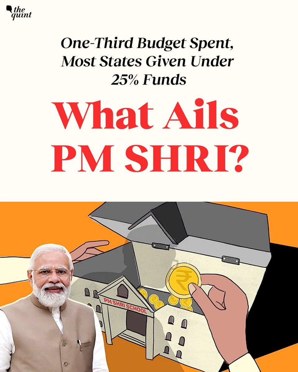 TheQuint's tweet photo. In the second story of The Quint's 'State of Education' series, @aakriti_handa uncovers how the Centre hasn’t released PM-SHRI funds to several states, even as the Department of School Education and Literacy records its worst-ever fund utilisation — raising serious questions about the government’s commitment to school reform.
