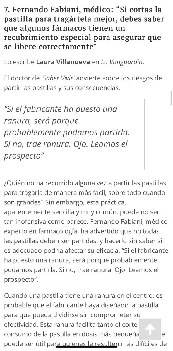 joancmarch's tweet image. ➡️@FernandoFabiani, médico de familia, actor, divulgador: “Si cortas la pastilla para tragártela mejor, debes saber que algunos #fármacos tienen un recubrimiento especial para asegurar que se libere correctamente" 

Mis #CrónicasSanitarias @IndeGranada 

🔴elindependientedegranada.es/ciudadania/cro…