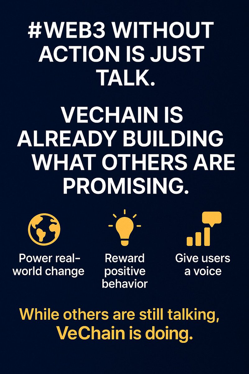 🚨#Web3 Without Action Is Just Talk.
#VeChain Is Already Building What Others Are Promising.🚨

Crypto was never supposed to be just speculation.

It was supposed to: 
🌍 Power real-world change
💡 Reward positive behavior
📊 Give users a voice

While others are still talking,