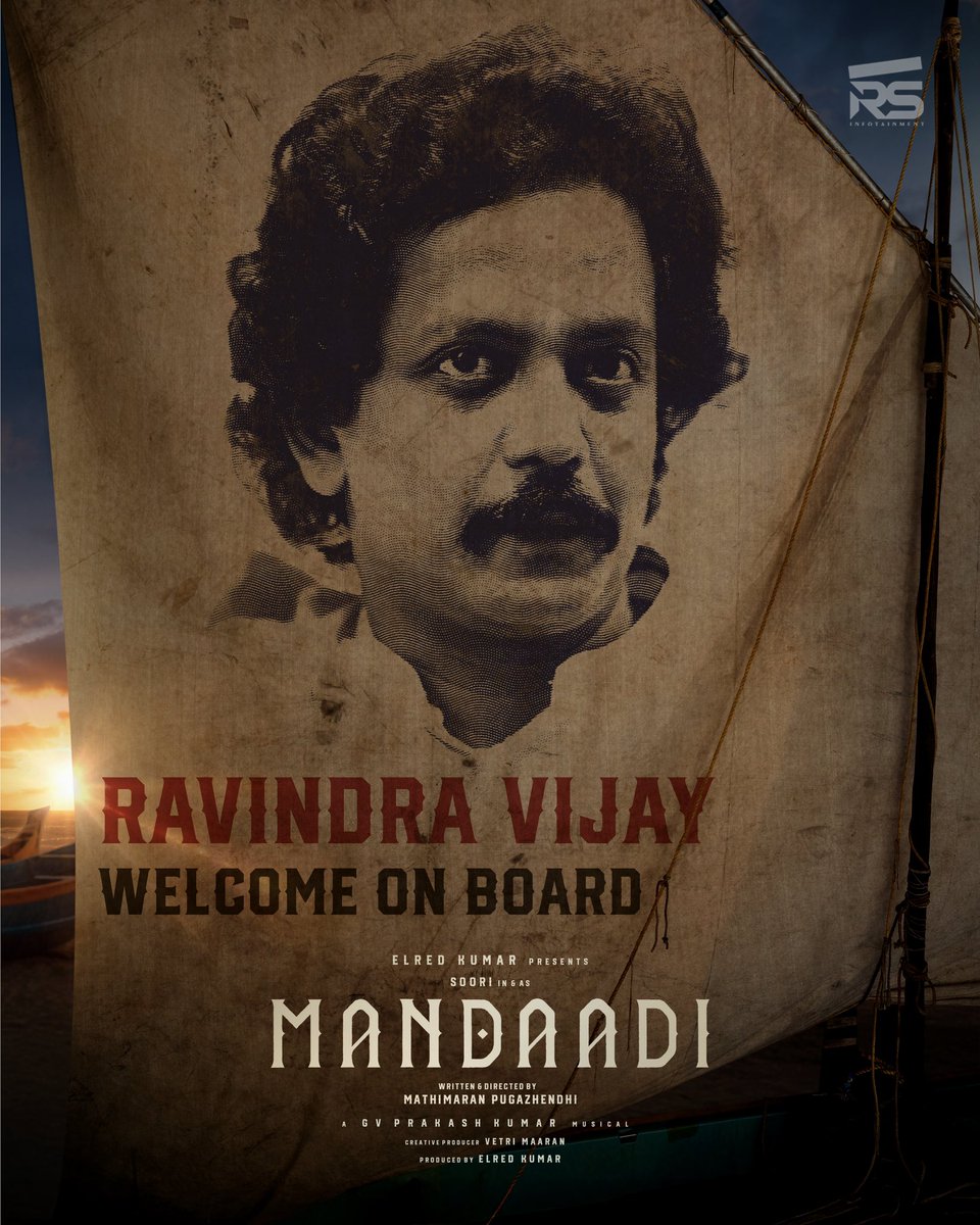 RS Infotainment (@rsinfotainment) on Twitter photo Team #Mandaadi is delighted to have the compelling performer <a href="/RavindraVijay1/">Ravindra Vijay</a> on board 🌊🔥
#Mandaadi #MandaadiTitleLook
<a href="/sooriofficial/">Actor Soori</a> <a href="/elredkumar/">Red</a> <a href="/rsinfotainment/">RS Infotainment</a> #VetriMaaran <a href="/MathiMaaran/">Mathimaran Pugazhendhi</a> <a href="/gvprakash/">G.V.Prakash Kumar</a> <a href="/PeterHeinOffl/">Peter Hein</a> #Azar <a href="/srkathiir/">S.R.Kathir ISC</a> <a href="/KiranDrk/">drk.kiran</a>
@pradeepERagav <a href="/magesh_ggg/">Magesh G</a> Team #Mandaadi is delighted to have the compelling performer <a href="/RavindraVijay1/">Ravindra Vijay</a> on board 🌊🔥
#Mandaadi #MandaadiTitleLook
<a href="/sooriofficial/">Actor Soori</a> <a href="/elredkumar/">Red</a> <a href="/rsinfotainment/">RS Infotainment</a> #VetriMaaran <a href="/MathiMaaran/">Mathimaran Pugazhendhi</a> <a href="/gvprakash/">G.V.Prakash Kumar</a> <a href="/PeterHeinOffl/">Peter Hein</a> #Azar <a href="/srkathiir/">S.R.Kathir ISC</a> <a href="/KiranDrk/">drk.kiran</a>
@pradeepERagav <a href="/magesh_ggg/">Magesh G</a>