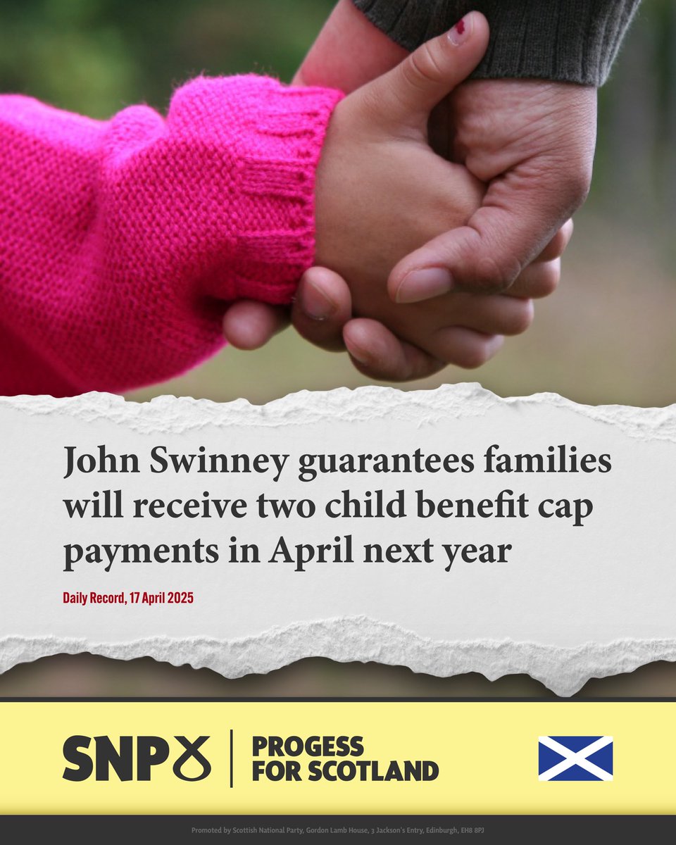 The SNP (@thesnp) on Twitter photo 👦🏻 <a href="/CPAGScotland/">CPAG in Scotland</a> says scrapping the two-child cap will lift 15,000 kids out of poverty in Scotland.
🏴 That’s why we’re scrapping it in Scotland - with the plan to be implemented by April next year. 👦🏻 <a href="/CPAGScotland/">CPAG in Scotland</a> says scrapping the two-child cap will lift 15,000 kids out of poverty in Scotland.
🏴 That’s why we’re scrapping it in Scotland - with the plan to be implemented by April next year.