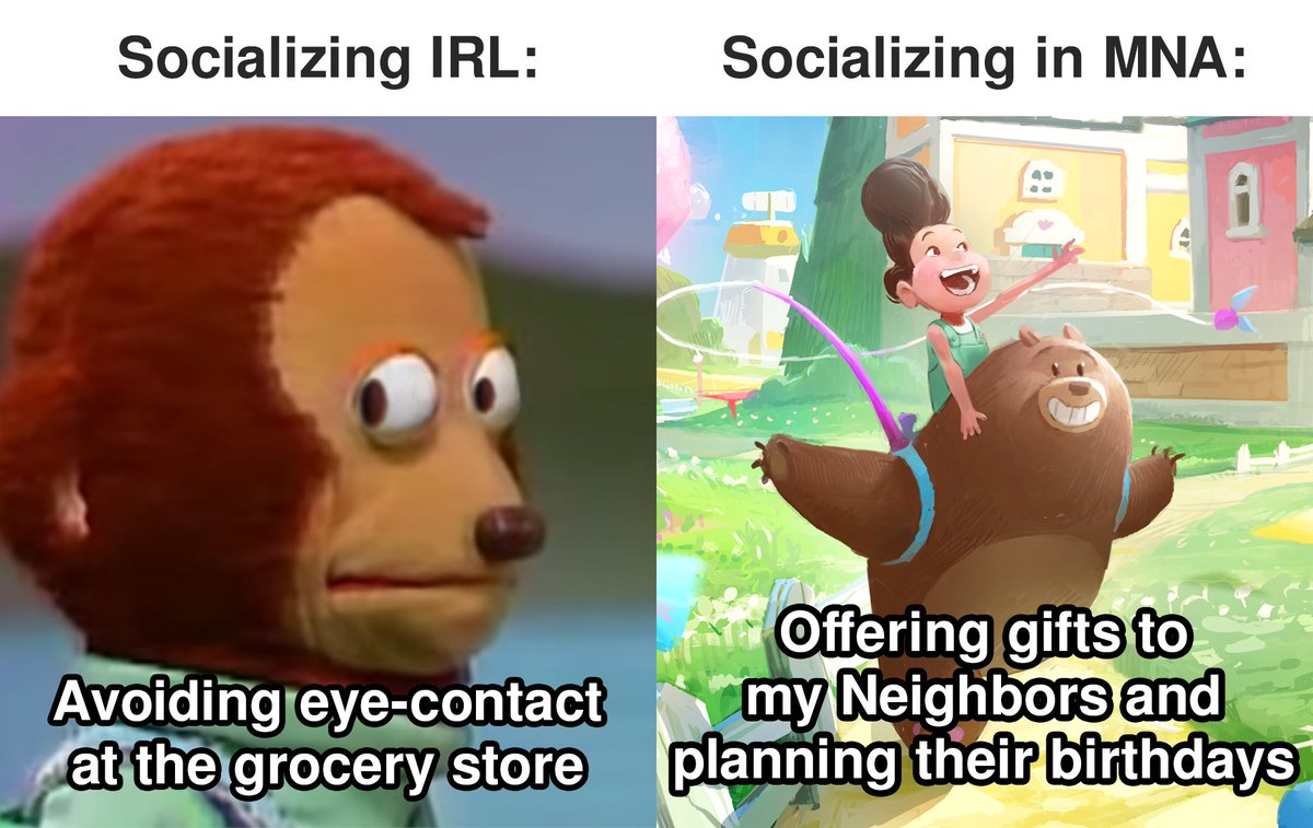 MyNeighborAlice's tweet photo. How many of you in the exact same situation? 🫣

To be honest, MNA Social Media team is half and half:

👉 50% let’s do party every single weekend
👉 50% Alice &amp; Chill https://t.co/KlqmfFF0eV