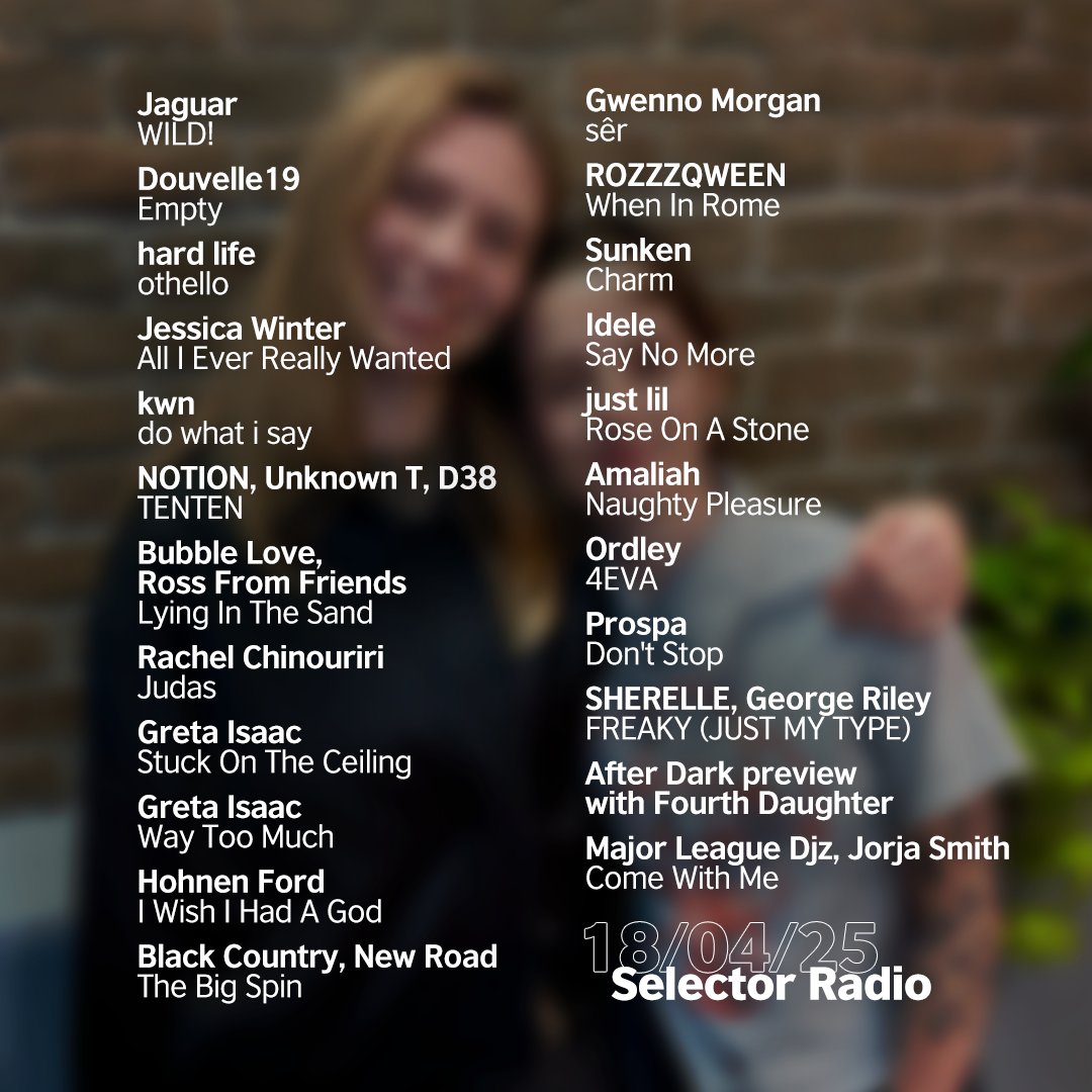 New show out! Here's what we've got this week: 

🎙️ Greta Isaac tells us about her new EP 'Productive Pain' 
💭 Tastemaker Tip from DJ, Producer &amp; Art Director Shan McGinley
🎶 After Dark with Fourth Daughter 

Listen here 👉 linktr.ee/selectorradio