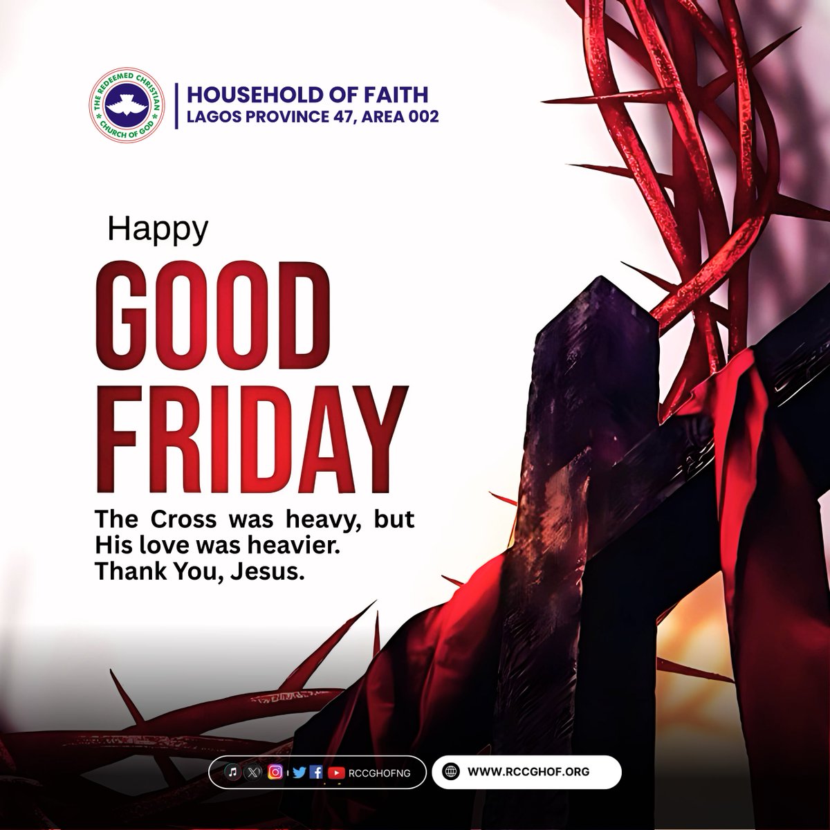 rccghofng's tweet photo. Today, we remember His sacrifice, we give thanks, and we celebrate the victory that was won for us.
The Cross was not defeated — it was the doorway to everlasting life.
Thank You, Jesus. 🙏

#GoodFriday #ThankYouJesus #TheCross #LoveInAction #SavedByGrace https://t.co/ok7mZnARaN
