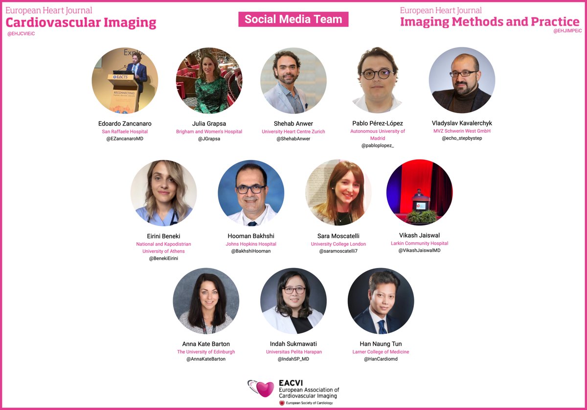 EACVI President (@eacvipresident) on Twitter photo 🚀 Want to stay updated with the latest from #EHJCVI and #EHJIMP? 📚 Follow our amazing Social Media Editors! 🌟 Don’t miss updates from <a href="/EHJCVIEiC/">EHJCVI Editor-in-Chief</a> & <a href="/EHJIMPEiC/">EHJ-IMP Editor-in-Chief</a>, our Editors-in-Chief bringing the latest to your feed!
<a href="/EZancanaroMD/">Edoardo Zancanaro MD</a> <a href="/JGrapsa/">Julia Grapsa MD, PhD</a> <a href="/ShehabAnwer/">Shehab Anwer, MD</a> <a href="/pabloplopez_/">Pablo Pérez López</a> 🚀 Want to stay updated with the latest from #EHJCVI and #EHJIMP? 📚 Follow our amazing Social Media Editors! 🌟 Don’t miss updates from <a href="/EHJCVIEiC/">EHJCVI Editor-in-Chief</a> & <a href="/EHJIMPEiC/">EHJ-IMP Editor-in-Chief</a>, our Editors-in-Chief bringing the latest to your feed!
<a href="/EZancanaroMD/">Edoardo Zancanaro MD</a> <a href="/JGrapsa/">Julia Grapsa MD, PhD</a> <a href="/ShehabAnwer/">Shehab Anwer, MD</a> <a href="/pabloplopez_/">Pablo Pérez López</a>