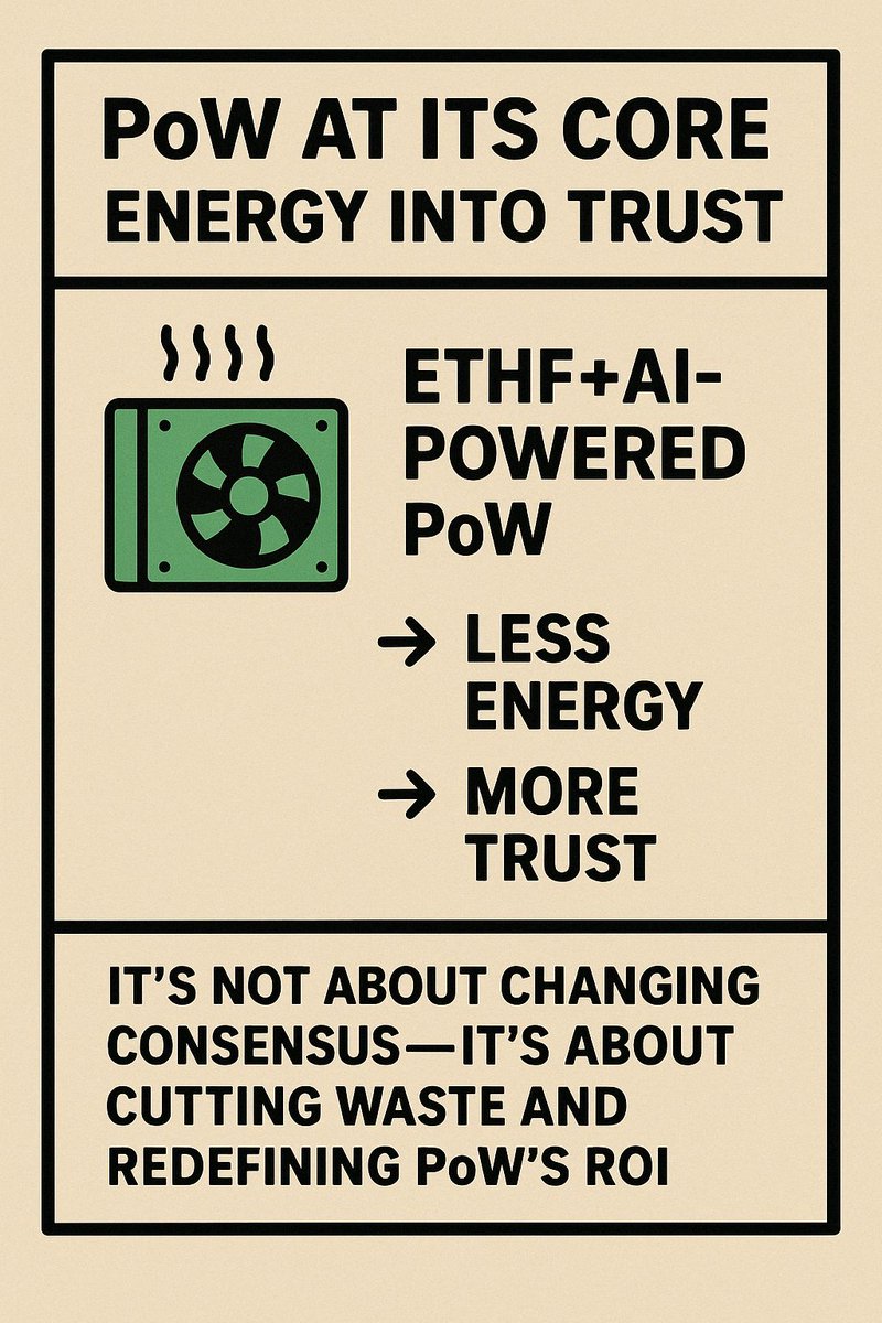 gougoubi_ai's tweet photo. PoW at its core = energy into trust.
ETHF+AI-powered PoW = less energy → more trust.
It’s not about changing consensus—it’s about cutting waste and redefining PoW’s ROI.
#ETHF #PoW #AITrustMachine #SmartEnergyPoW #ConsensusRedefined #AIEnergyTransformation #CryptoROIUpgrade https://t.co/XOrLFN86XP