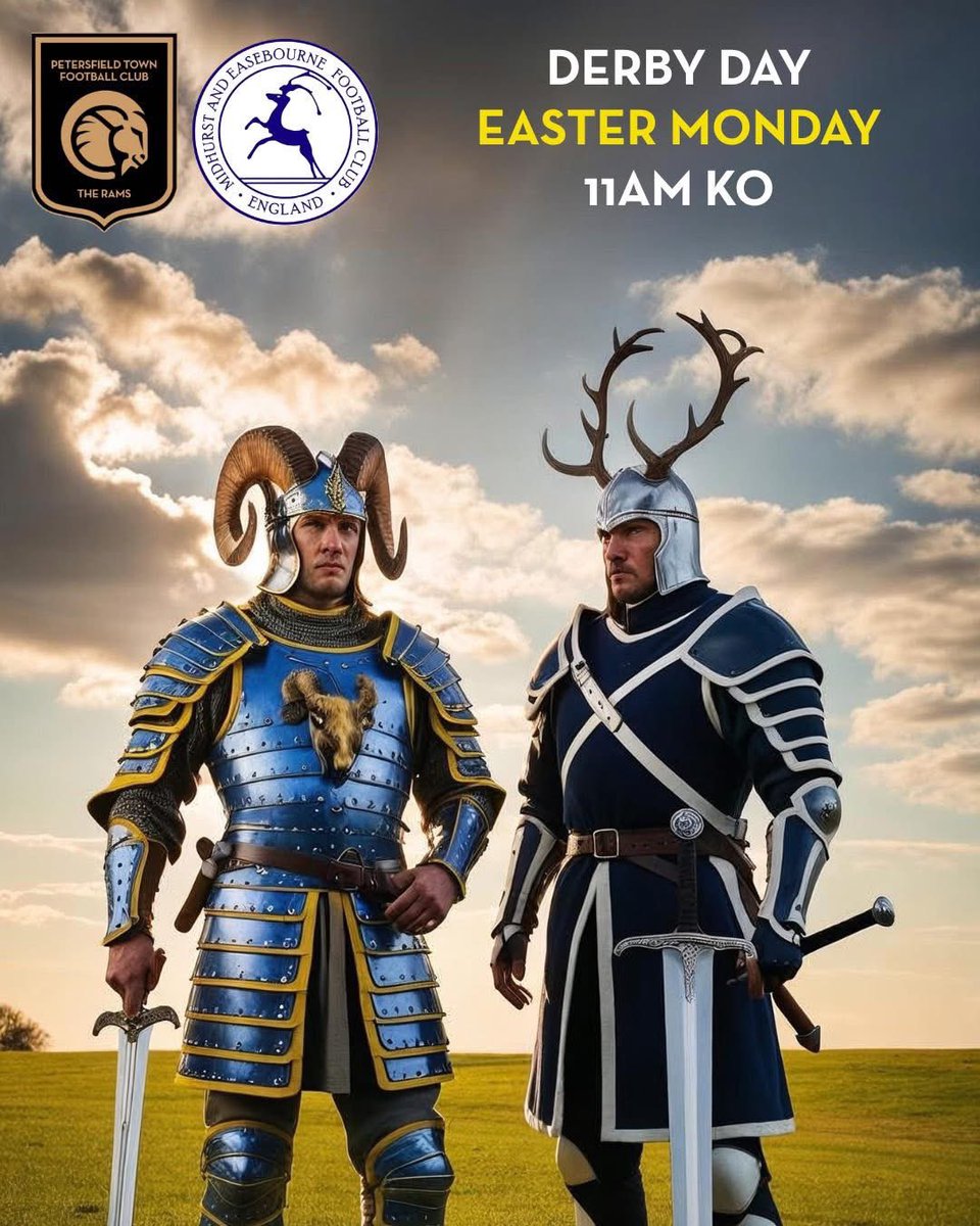 Petersfield Town FC ๐ (@ptfctherams) on Twitter photo ๐ | ๐๐๐ฆ๐ง๐๐ฅ ๐๐ข๐จ๐๐๐ ๐๐๐ก๐๐๐ฅ
A reminder of our Easter fixtures. Both at home.
We start off by welcoming <a href="/wick_club/">Wick Football Club</a> tomorrow, 3PM KO.
Onto Monday and itโs derby time. We welcome <a href="/Midhurst_FC/">Midhurst & Easebourne FC</a> in a 11AM KO.
With the playoff places still to be decided both of ๐ | ๐๐๐ฆ๐ง๐๐ฅ ๐๐ข๐จ๐๐๐ ๐๐๐ก๐๐๐ฅ
A reminder of our Easter fixtures. Both at home.
We start off by welcoming <a href="/wick_club/">Wick Football Club</a> tomorrow, 3PM KO.
Onto Monday and itโs derby time. We welcome <a href="/Midhurst_FC/">Midhurst & Easebourne FC</a> in a 11AM KO.
With the playoff places still to be decided both of
