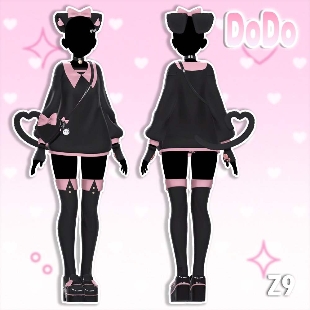 z9_meru0029's tweet photo. 🖤RT+follw event🖤

신작 [どっちが 好き?] 입니다 🖤
新作【どっちが好き？】です🖤

🖤 Booth 🖤 : https://t.co/5Fmap78FDG

총 5 아바타 대응 ✨
(시나노 / 시오 / 마누카 / 쇼콜라＋시폰 / 밀티나)
5アバター対応✨（シナノ / シオ / マヌカ / ショコラ＋シフォン / ミルティナ）

🐰 두 가지 버전 의상이 모두 포함되어 있어서
어떤 걸 고를지 고민 없이 전부 즐길 수 있어요!
🐰 2種類のバージョンどちらも含まれているので、迷わずに着せ替えOK！

⏰ 출품 기념 세일은 5월 18일까지!
💸 싱글팩: 1100 → 890円
💸 풀팩: 2300 → 1880円
⏰ 出品記念セールは【5月18日まで】
💸 シングルパック：1100 → 890円
💸 フルパック：2300 → 1880円

🎁 이 트윗을 RT + 팔로우 해주신 분 중
추첨을 통해 3분께 의상을 선물 드려요!
📢 당첨자 발표: 4월 25일
🎁 このツイートをRT＆フォローしてくれた方の中から
抽選で3名様に衣装をプレゼント🎀
📢 当選発表：4月25日

#Z9_shop
#VRC #VRchat #booth #booth_pm