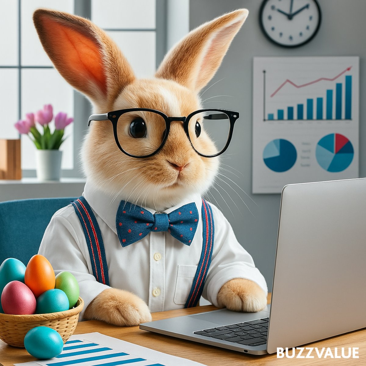 BuzzValue's tweet photo. Frohe Ostern von BuzzValue! 🐰

Auch der Osterhase ist bei uns voll im Analyse-Modus! 📊 Zwischen Kennzahlen, Charts und bunten Eiern wünschen wir euch entspannte Feiertage, viele süße Überraschungen und ein paar ruhige Momente zum Durchatmen.

#FroheOstern #TeamBuzzValue https://t.co/zzgSQijAcs