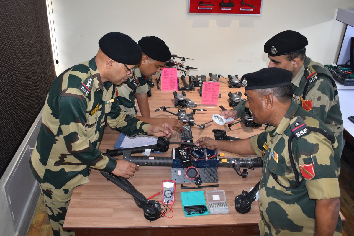 BSF_Punjab's tweet photo. 𝐁𝐒𝐅 𝐃𝐫𝐨𝐧𝐞 𝐖𝐨𝐫𝐤𝐬𝐡𝐨𝐩 𝐚𝐭 𝐀𝐦𝐫𝐢𝐭𝐬𝐚𝐫 𝐂𝐨𝐦𝐩𝐥𝐞𝐭𝐞𝐬 𝟐𝟎𝟎 𝐃𝐫𝐨𝐧𝐞 𝐀𝐧𝐚𝐥𝐲𝐬𝐢𝐬

In a major achievement, BSF Drone Workshop at Amritsar has successfully completed the technical analysis of 200 Pakistani rouge drones captured along the border. These drones, used by smugglers to push narcotics and arms into India, have been carefully examined to extract valuable intelligence and develop future strategies to counter the drone menace. Established in August 2024, this initiative has, in just eight months, grown into a vital tool for identifying emerging threats and refining BSF’s counter-drone operations.

The foresight and strategic direction of senior BSF officers have played a crucial role in institutionalizing this technical approach. Insights from the workshop have enabled BSF to adapt its tactics on the ground, leading to increased drone recoveries and more effective border domination. While strategies have evolved with time, BSF remains committed to continuously analysing threats and updating its approach to stay ahead of emerging challenges, ensuring a more effective response to the drone menace in the days to come.

#AlertBSF 
#BSFprotectingPunjab 

@HMOIndia @PMOIndia  
@PIBHomeAffairs @narendramodi @AmitShah @BSF_India @PIB_India @narcoticsbureau @FinMinIndia @MEAIndia @ANI @MIB_India @the_hindu @IndianExpress @IndiaDST @DRDO_India @MoCA_GoI