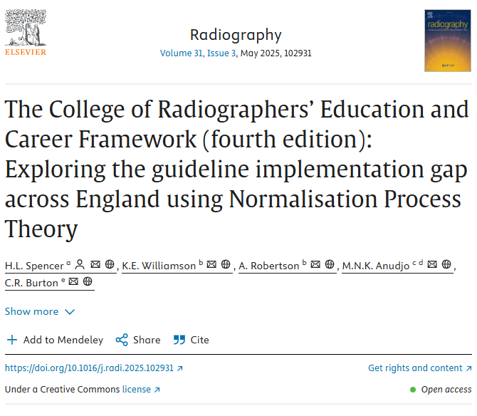 Holly Spencer (@hollyspencerahp) on Twitter photo Hot off the press! 🔥 Delighted to share this work, now published as an open access article in <a href="/RadiographyJour/">Radiography Journal</a> 📰 If you're interested in the CoR Education & Career Framework and its #implementation, this is a must read 📢👇 Available at: doi.org/10.1016/j.radi… 🔗 <a href="/SCoRMembers/">SCoR Members</a> Hot off the press! 🔥 Delighted to share this work, now published as an open access article in <a href="/RadiographyJour/">Radiography Journal</a> 📰 If you're interested in the CoR Education & Career Framework and its #implementation, this is a must read 📢👇 Available at: doi.org/10.1016/j.radi… 🔗 <a href="/SCoRMembers/">SCoR Members</a>