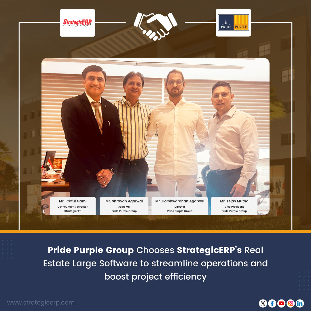 We are delighted to welcome <a href="/PridePurple/">Pride Purple Group</a>  to the StrategicERP family, marking a significant milestone in our journey toward real estate automation and digital transformation.

With over 20 years of excellence, Pride Purple Group stands as one of Pune’s most reputed real estate