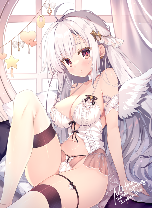 usa_mitha's tweet image. 白い天使の女の子を描きました～💜
#オリジナルイラスト