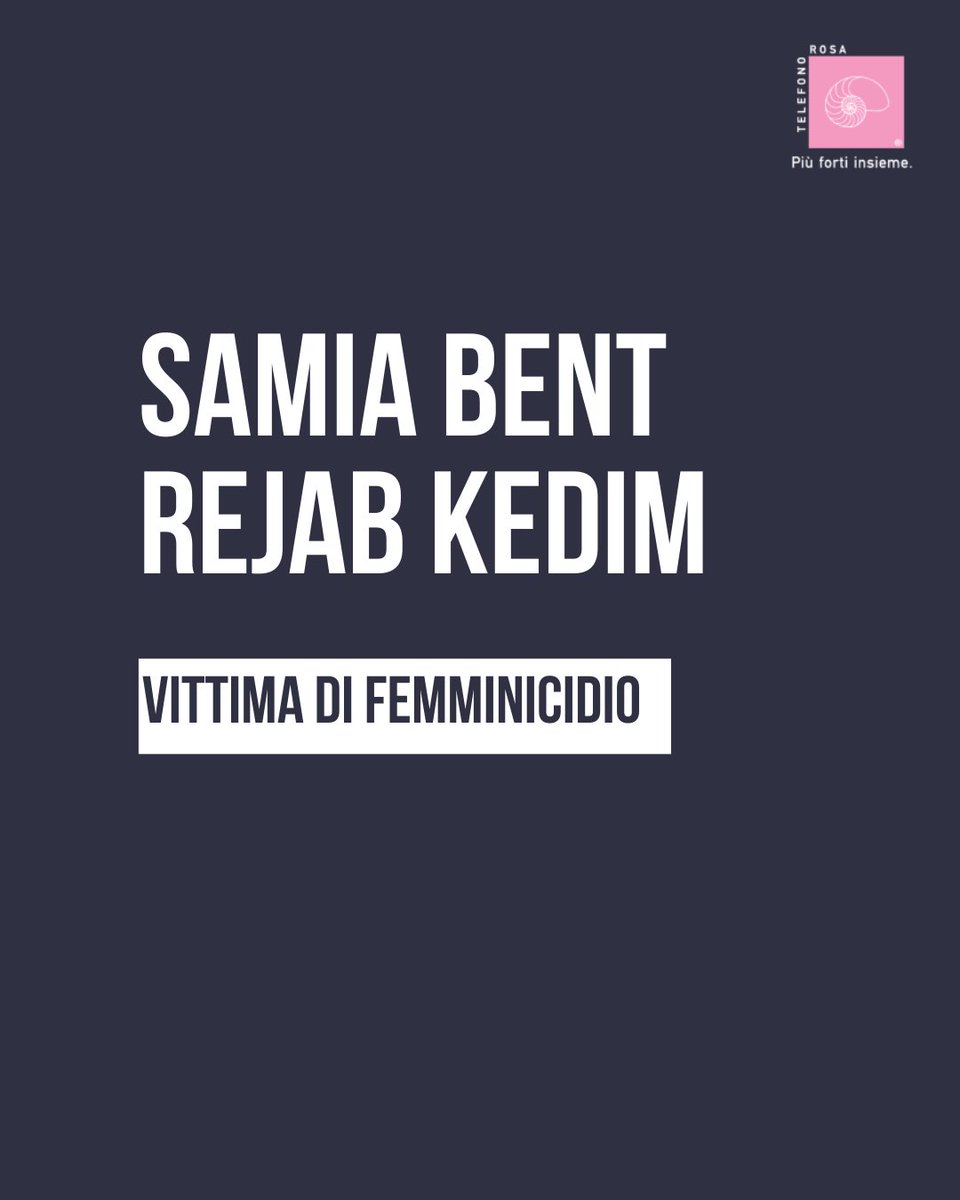 Un altro femminicidio.
Un’altra donna uccisa.
Un’altra sconfitta per la nostra società.
Ciao Samia🩷

#telefonorosa #piufortiinsieme