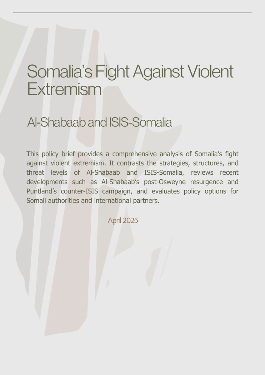 Balqiis Insights (@balqiisinsights) on Twitter photo New Policy Brief Launch | Loading...
Somalia’s Fight Against Violent Extremism: Al-Shabaab and ISIS-Somalia
We break down strategies, compare threats, and offer policy options for Somali & international actors.
📥 Out later today via <a href="/BalqiisInsights/">Balqiis Insights</a>
#Somalia New Policy Brief Launch | Loading...
Somalia’s Fight Against Violent Extremism: Al-Shabaab and ISIS-Somalia
We break down strategies, compare threats, and offer policy options for Somali & international actors.
📥 Out later today via <a href="/BalqiisInsights/">Balqiis Insights</a>
#Somalia