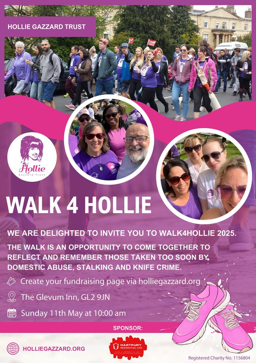 👟👟 WALK4HOLLIE 2025 💜 
Takes place on Sunday 11th May 2025 and is kindly sponsored by Hartpury Residential Life.

Set up a fundraiser: holliegazzard.enthuse.com/cf/walk4hollie… 

Get your Walk4Hollie t-shirts here: holliegazzard.org/walk4hollie-20… 

We hope to see you there! 💜